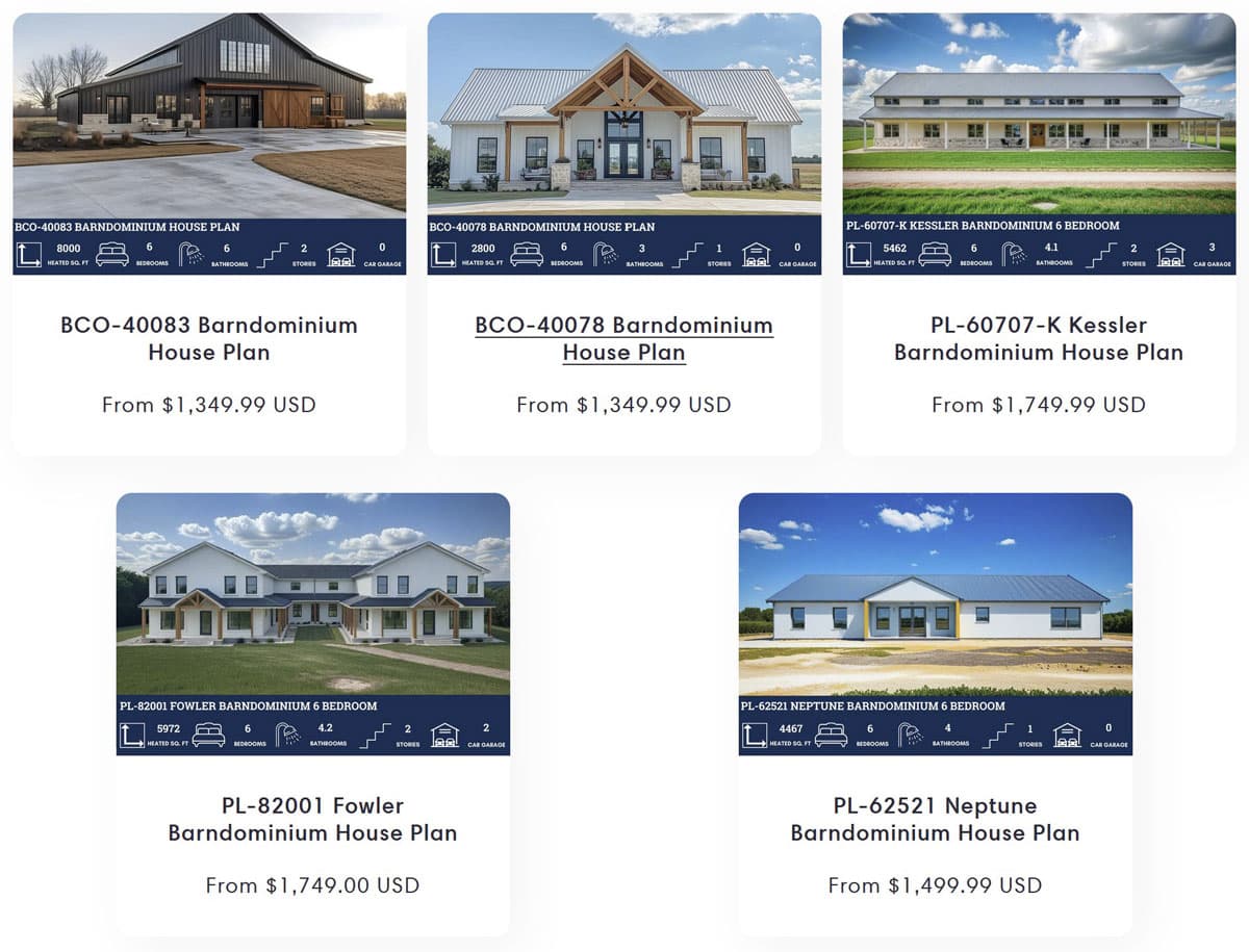 barndominiumplans.com 6 bed designs