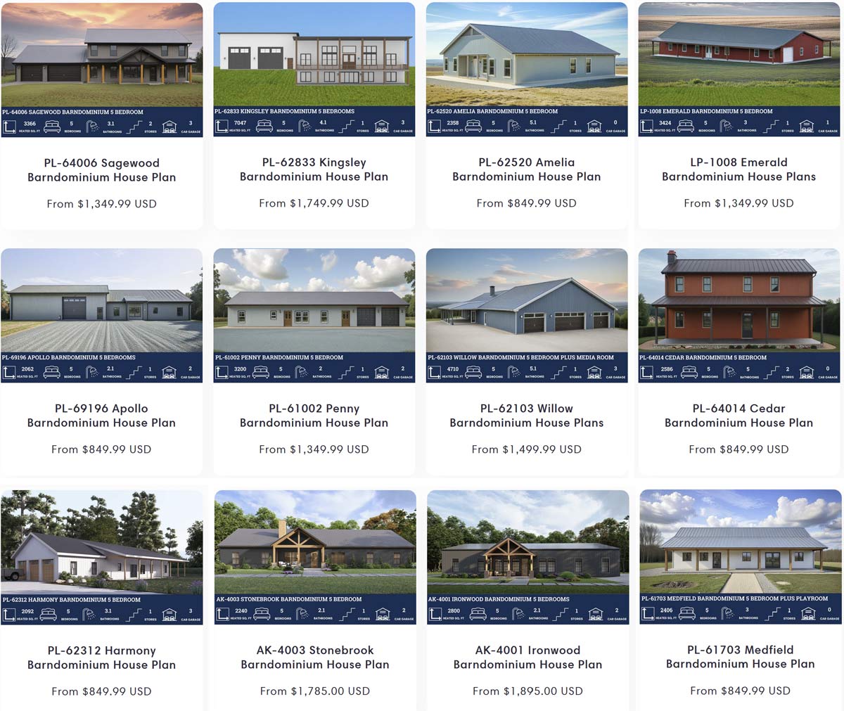 barndominiumplans.com 5-bedroom plans