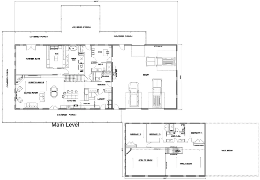 4 bed / 3 bath / 2,521 sq ft Prefab Barndo Kit 1 garret ridge floor plan