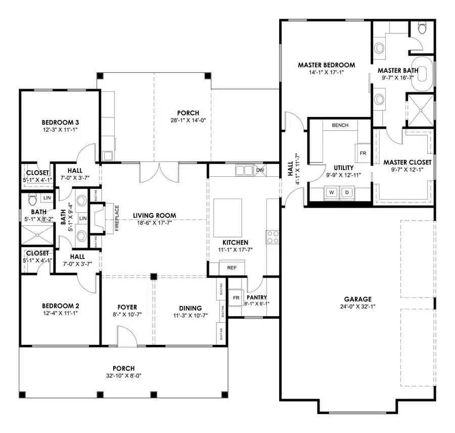 2,000 SQ FT Barndominium House Plans 5 rp-10006